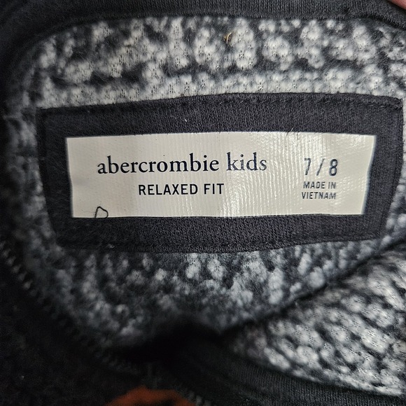 Abercrombie Kids Hoodie 7/8 Black Sunset Howling Wolf Sherpa Quarter Zip Fleece - Picture 3 of 9